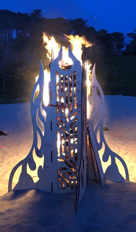 The Temple of Release burning